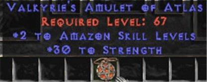 Amazon Amulet - 2 All Zon Skills & 30 Str - West Non-Ladder
