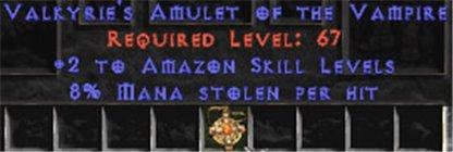 Amazon Amulet - 2 All Zon Skills & 8% ML - West Non-Ladder
