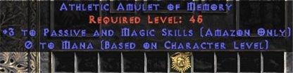 Amazon Amulet - 3 Passive/Magic Skills & 0.75 MPL - West Non-Ladder