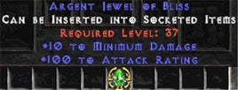 100 Attack Rating / 10 Min Damage Jewel - Europe Non-Ladder