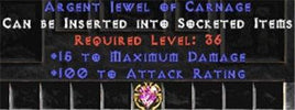 100 Attack Rating / 15 Max Damage Jewel - East Non-Ladder