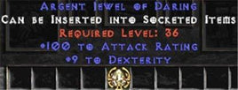 100 Attack Rating / 9 Dexterity Jewel - Europe Non-Ladder