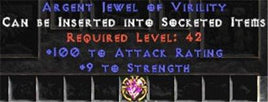 100 Attack Rating / 9 Strength Jewel - Europe Non-Ladder