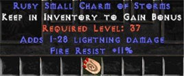 11 Resist Fire w/ 1-28 Lightning Damage SC - West Non-Ladder
