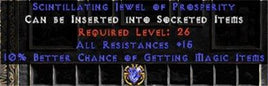 15 Resist All / 10% Magic Find Jewel - East Non-Ladder