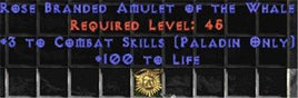 Paladin Amulet - 3 Combat Skills & 100 Life - West Non-Ladder