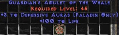 Paladin Amulet - 3 Defensive Auras & 100 Life - East Ladder