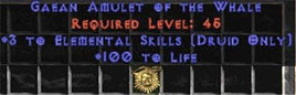 Druid Amulet - 3 Elemental & 100 Life - West Ladder