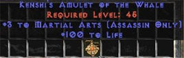 Assassin Amulet - 3 Martial Arts & 100 Life - Europe Non-Ladder