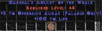 Paladin Amulet - 3 Offensive Auras & 100 Life - Europe Ladder