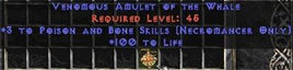 Necromancer Amulet - 3 P&B Spells & 100 Life - West Non-Ladder