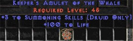 Druid Amulet - 3 Summoning & 100 Life - West Ladder
