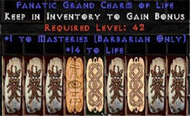9 x Pack - Barbarian Combat Masteries w/ 10-20 Life GC - West Non-Ladder