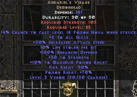 Andariel's Visage - 10% LL/30 Str/100-149% ED - West Ladder