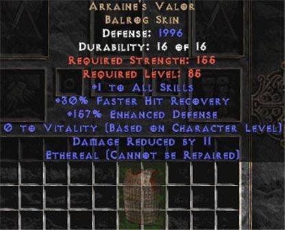 Arkaine's Valor - Ethereal - +1 All Skills - Europe HC Ladder