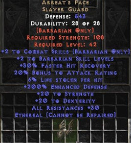 Arreat's Face - Ethereal - 200% ED & 6% LL - Perfect - Europe Non-Ladder