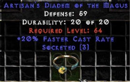 Artisan's Tiara/Diadem of the Magus - 20% FCR/3 Socket - Europe Non-Ladder