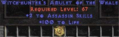 Assassin Amulet - 2 All Assn Skills & 100 Life - West Ladder
