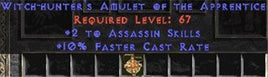 Assassin Amulet - 2 All Assn Skills & 10% FCR - Europe Non-Ladder