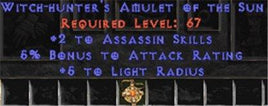 Assassin Amulet - 2 All Assn Skills & 5% AR - Europe Non-Ladder