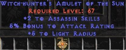 Assassin Amulet - 2 All Assn Skills & 5% AR - East HC Ladder