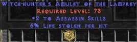 Assassin Amulet - 2 All Assn Skills & 6% LL - Europe Non-Ladder