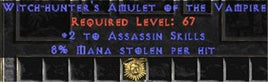Assassin Amulet - 2 All Assn Skills & 8% ML - East HC Ladder