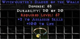 +2 Assassin Skills/100 Life Diadem/Tiara/Circlet - West Non-Ladder