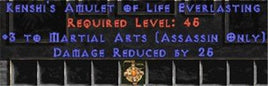 Assassin Amulet - 3 Martial Arts & 25 PDR - Europe Non-Ladder