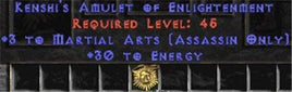 Assassin Amulet - 3 Martial Arts & 30 Energy - Europe Non-Ladder