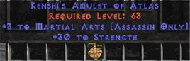 Assassin Amulet - 3 Martial Arts & 30 Str - Europe Non-Ladder