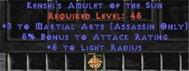 Assassin Amulet - 3 Martial Arts & 5% AR - Europe Non-Ladder