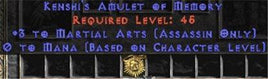 Assassin Amulet - 3 Martial Arts & 0.75 MPL - East Ladder