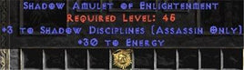 Assassin Amulet - 3 Shadow Disciplines & 30 Energy - East Ladder