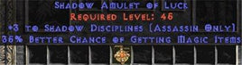 Assassin Amulet - 3 Shadow Disciplines & 35% MF - Europe HC Ladder