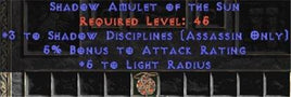 Assassin Amulet - 3 Shadow Disciplines & 5% AR - East Non-Ladder