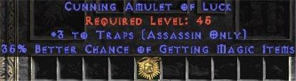 Assassin Amulet - 3 Traps & 35% MF - Europe Non-Ladder