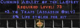 Assassin Amulet - 3 Traps & 6% LL - Europe Non-Ladder