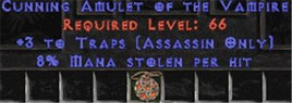 Assassin Amulet - 3 Traps & 8% ML - Europe Non-Ladder