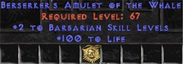 Barbarian Amulet - 2 All Barb Skills & 100 Life - Europe Ladder