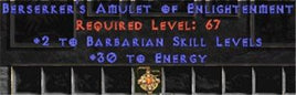 Barbarian Amulet - 2 All Barb Skills & 30 Energy - Europe Non-Ladder