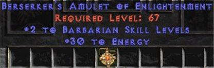 Barbarian Amulet - 2 All Barb Skills & 30 Energy - East Non-Ladder