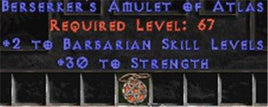 Barbarian Amulet - 2 All Barb Skills & 30 Str - Europe Non-Ladder