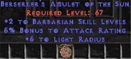 Barbarian Amulet - 2 All Barb Skills & 5% AR - East Non-Ladder