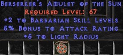 Barbarian Amulet - 2 All Barb Skills & 5% AR - East Non-Ladder