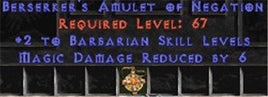 Barbarian Amulet - 2 All Barb Skills & 6 MDR - Europe Non-Ladder