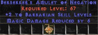 Barbarian Amulet - 2 All Barb Skills & 6 MDR - East Non-Ladder
