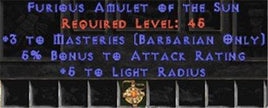 Barbarian Amulet - 3 Combat Masteries & 5% AR - West Ladder