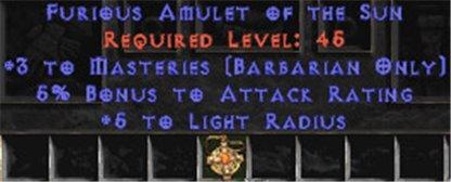 Barbarian Amulet - 3 Combat Masteries & 5% AR - Europe Ladder