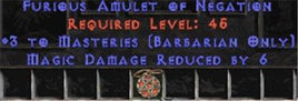 Barbarian Amulet - 3 Combat Masteries & 6 MDR - Europe Non-Ladder